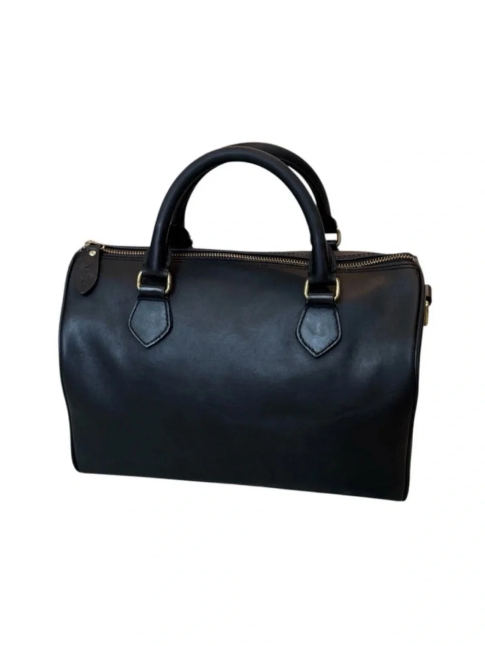 Ralph Lauren Black Leather Top-Handle Satchel Boston Speedy